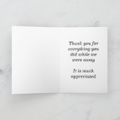 グレーの馬と新郎ありがとうペットの座りカード カード (内部)