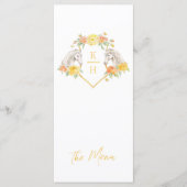 グレーの馬と黄色のバラ結婚のメニュー メニュー (正面)