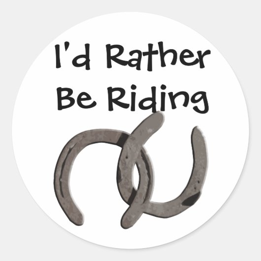 グレーの馬の靴の私は乗りステッカー ラウンドシール (正面)