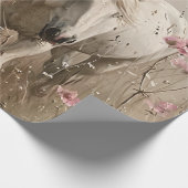 グレーの馬ピンクの花の油絵デコページ ラッピングペーパー (角)