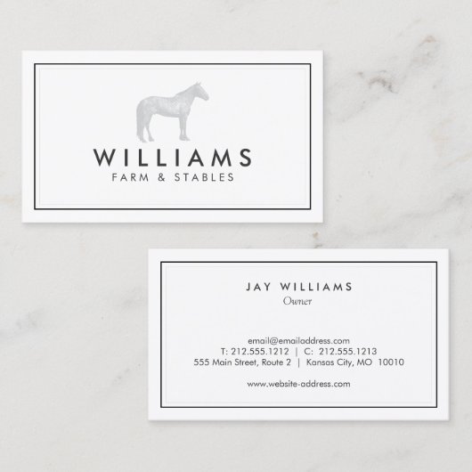 グレーの馬 – 農業、農家ホワイト名刺 名刺 (正面/裏面)