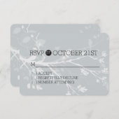 グレーの鳥の枝RSVP 出欠カード (正面/裏面)