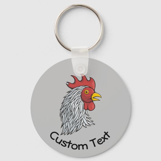 グレーの鶏の頭のキーチェーン キーホルダー (正面)