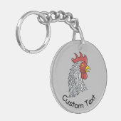 グレーの鶏の頭のキーチェーン キーホルダー (正面左)