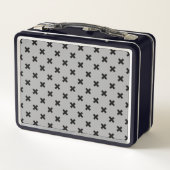 グレーの黒いクロスステッチ メタルランチボックス (裏面)