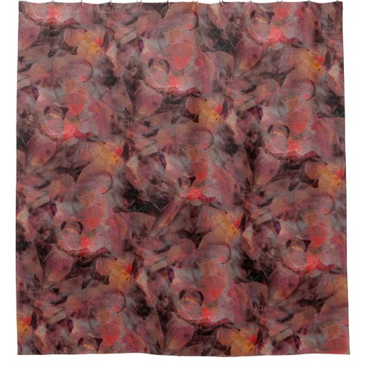 グレーの黒いグレーの背景t上の赤い色合いのパッチ シャワーカーテン (正面)