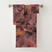 グレーの黒いグレーの背景t上の赤い色合いのパッチ バスタオルセット (インサイチュ)