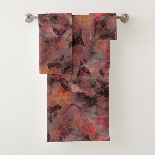 グレーの黒いグレーの背景t上の赤い色合いのパッチ バスタオルセット (インサイチュ)