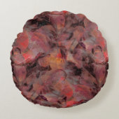 グレーの黒いグレーの背景t上の赤い色合いのパッチ ラウンドクッション (正面)