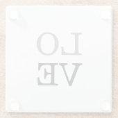 グレーの黒いスクリプト結婚ラブ ガラスコースター (裏面)