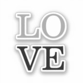 グレーの黒いスクリプト結婚ラブ シール (正面)