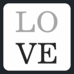 グレーの黒いスクリプト結婚ラブ スクエアシール<br><div class="desc">簡単に色やフォントを変えられる。ロゴや背景画像も好きなように追加できる。</div>