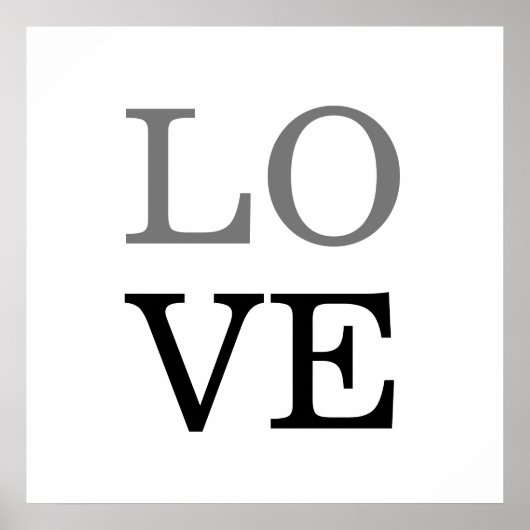 グレーの黒いスクリプト結婚ラブ ポスター (正面)