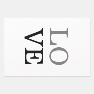 グレーの黒いスクリプト結婚ラブ ラッピングペーパーシート