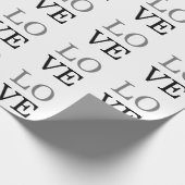 グレーの黒いスクリプト結婚ラブ ラッピングペーパー (角)