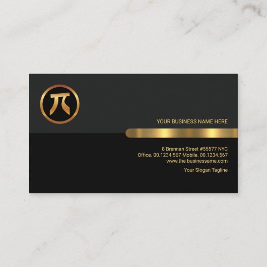 グレーの黒いレトロ列金ゴールド番号Pi Math 名刺 (裏面)