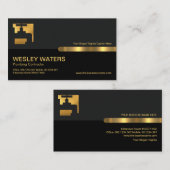 グレーの黒い柱の金ゴールド水栓給水栓 名刺 (正面/裏面)