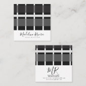 グレーの黒い線のシェイプタータンチェックパターン スクエア名刺 (正面/裏面)