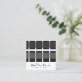 グレーの黒い線のシェイプタータンチェックパターン スクエア名刺 (スタンド正面)