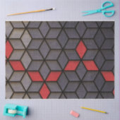 グレーの黒い赤の立方体 薄葉紙 (クラフト)