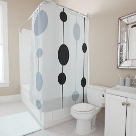 グレーの黒とグレーのドット シャワーカーテン