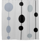 グレーの黒とグレーのドット シャワーカーテン (正面)