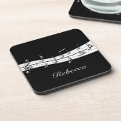 グレーの黒と白の音符スコア コースター (左側)