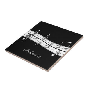 グレーの黒と白の音符スコア タイル