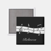 グレーの黒と白の音符スコア マグネット (正面/裏面)