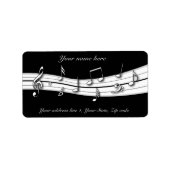 グレーの黒と白の音符スコア ラベル (正面)