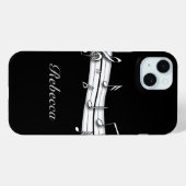 グレーの黒と白の音符スコア Case-Mate iPhoneケース (裏面 (横))