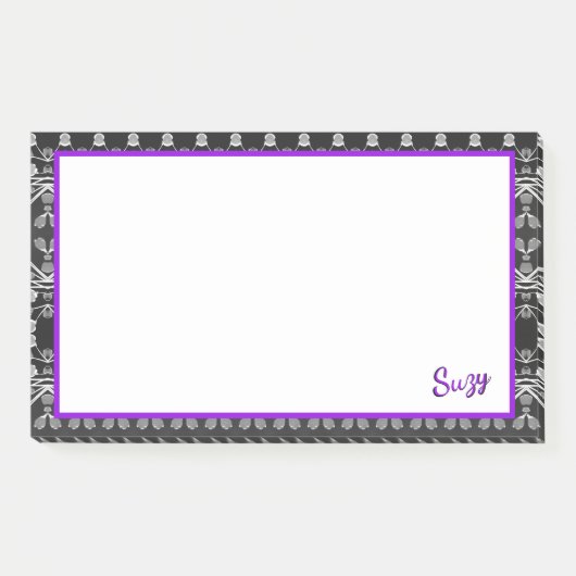 グレーの黒と紫 ポストイット (正面)