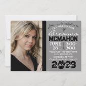 グレーの黒の肉球 卒業写真 招待状 (正面)