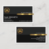 グレーの黒枠列金ゴールドタブトラックの物流 名刺 (正面/裏面)