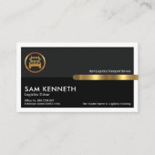 グレーの黒枠列金ゴールドタブトラックの物流 名刺 (正面)