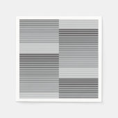 グレーの黒白の縞模様 スタンダードカクテルナプキン (正面)