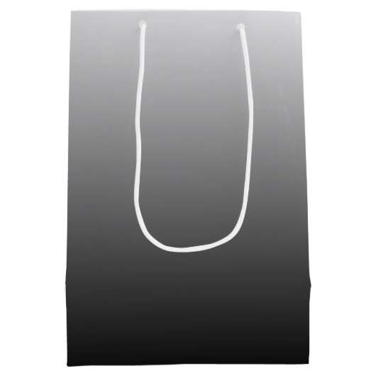 グレーの2トーングラデーショングラディエントの黒い色合い ミディアムペーパーバッグ (裏面)
