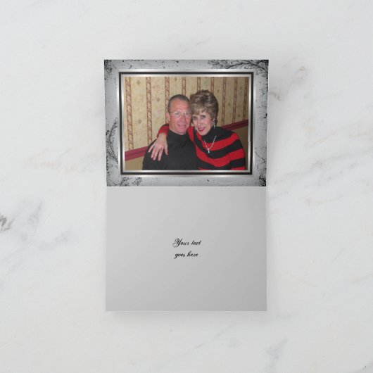 グレーの25周年結婚記念日 お礼 サンキューカード (内部)