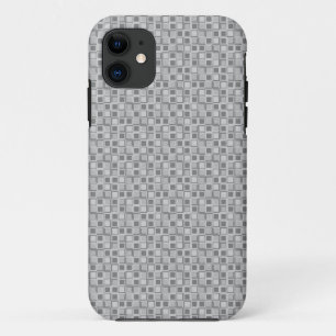 グレーの70年代スタイルのスクエア模様 iPhone 11 ケース