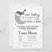 グレーの「月と星と私」ベビーシャワー招待状 招待状 (正面)