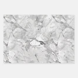 グレーの"Regal Stone Vein"大理石テクスチャラッピングPa ラッピングペーパーシート