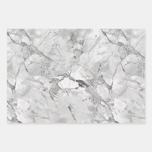 グレーの"Regal Stone Vein"大理石テクスチャラッピングPa ラッピングペーパーシート (正面)