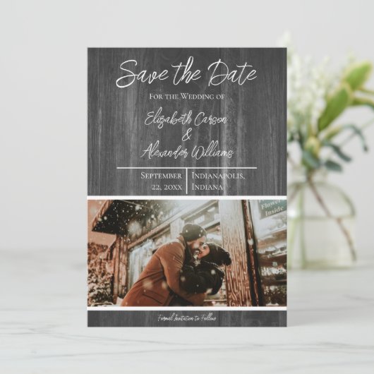 グレーの rustic な写真 Save The Date セーブザデート (スタンド正面)