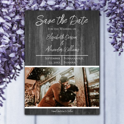グレーの rustic な写真 Save The Date セーブザデート