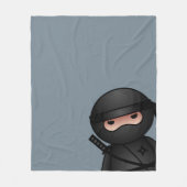 グレーのLittle Ninja Warrior フリースブランケット (正面)
