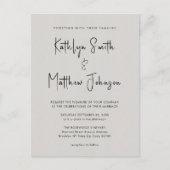 グレーのQRコードすべてモダンの1つのスクリプトシック結婚 インビテーションポストカード (正面)