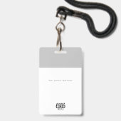 グレーのQRコードビジネスロゴIDカード ビジネス バッジ (裏面(ネックストラップ付))