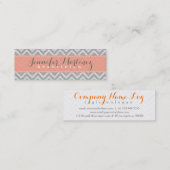 グレーはっきりしたとオレンジのシェブロンパターンリネンの外観 スキニー名刺 (正面/裏面)