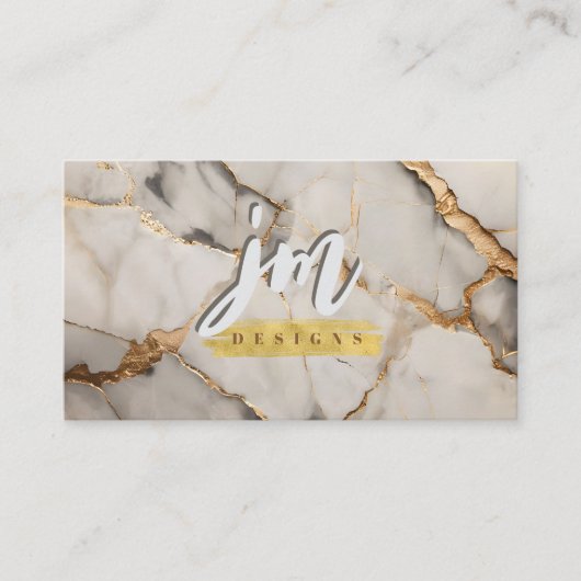 グレーはっきりしたと金ゴールド大理石モダン名刺 名刺 (正面)