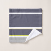 グレーはっきりしたイエローストライプモノグラムバスタオルセット バスタオルセット (ウォッシュタオル)